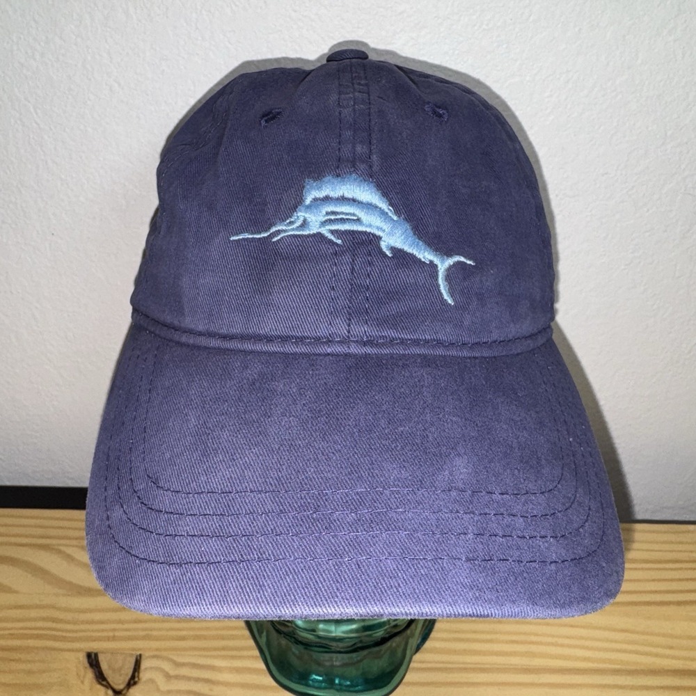 Tommy Bahama Hat Cap Adult Blue Adjustable Strap Marlin Logo S/M